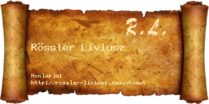 Rössler Líviusz névjegykártya